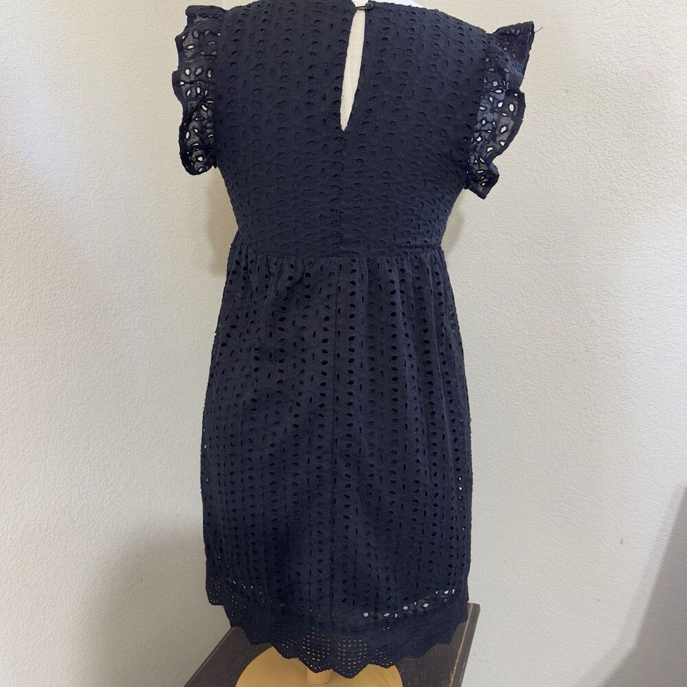 Southern Fried Chics Mini Dress Black Sz Small Babydoll Eyelet  Pockets Cotton - Picture 2 of 9